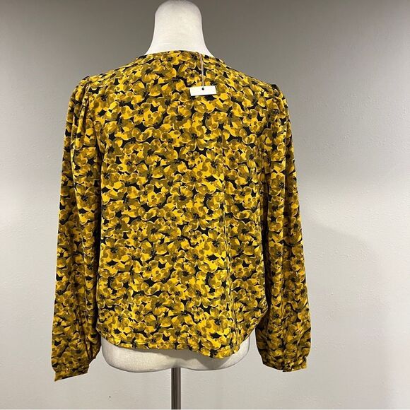 A new Day Floral Yellow long sleeve blouse Top size medium - Picture 6 of 12